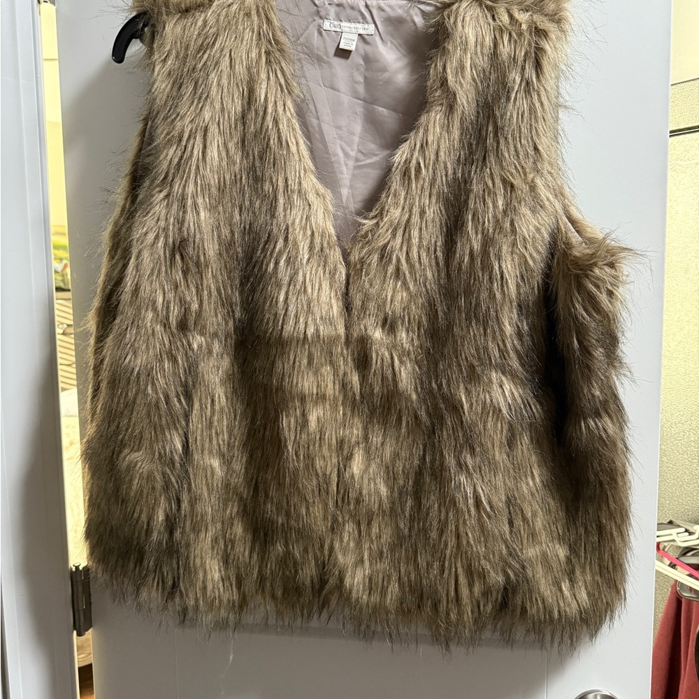 Cato Faux Fur Vest in Brown
